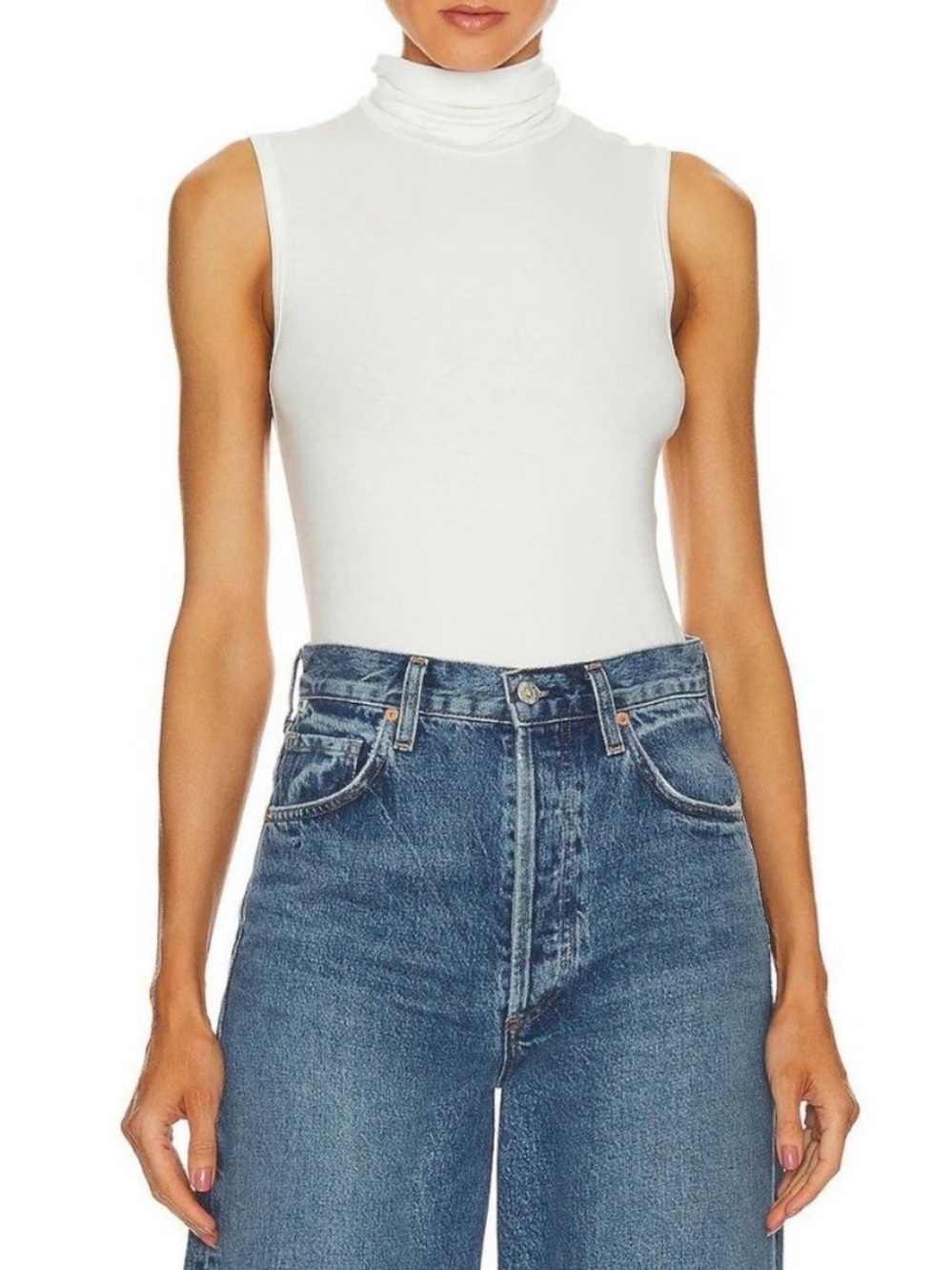 Theory Wendel White Turtleneck Tank Top - Women's Essential